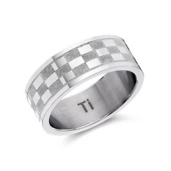 Titanium Rectangles Band Ring - 8mm - J1147