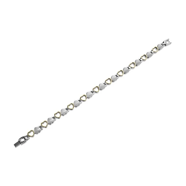 Titanium Two Tone Heart Magnetic Bracelet - 8in - J1501
