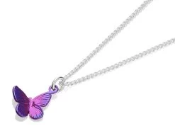 Ti2 Titanium Pink Butterfly Pendant And Silver Chain - J1902