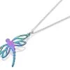 Ti2 Titanium Rainbow Dragonfly Pendant And Silver Chain - J1904