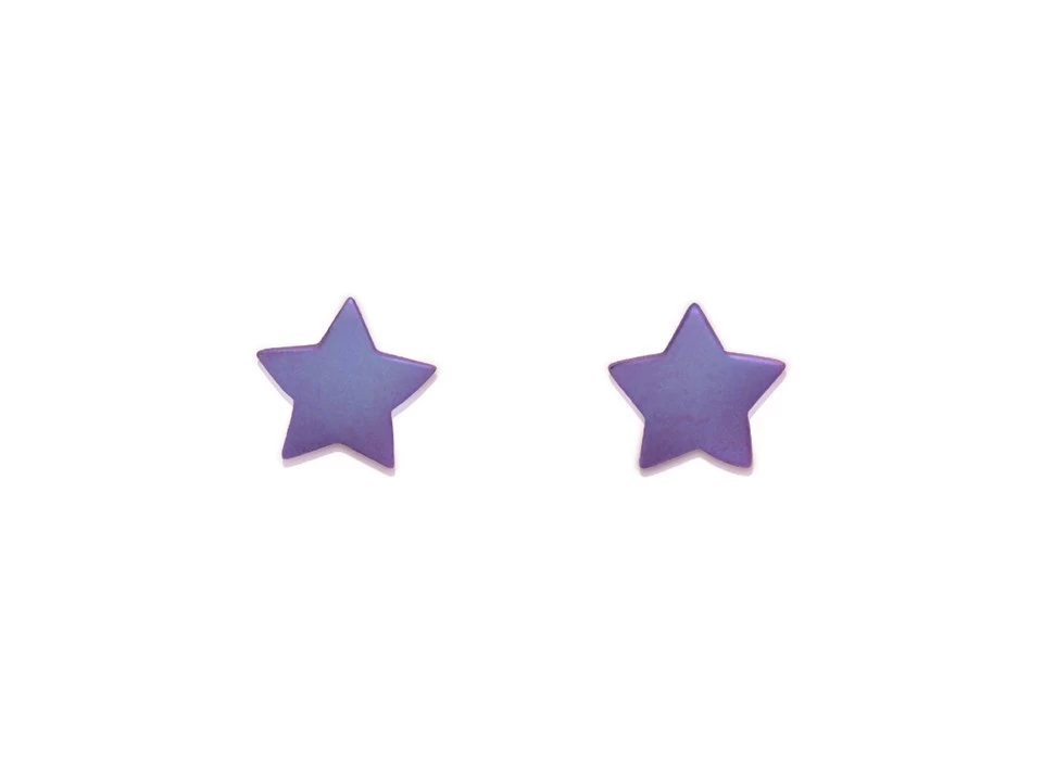 Ti2 Titanium Purple Star Stud Earrings - 5mm - J1934