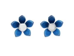 Ti2 Titanium Blue Flower Stud Earrings - 7mm - J1937