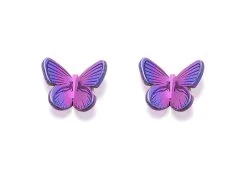 Ti2 Titanium Pink Butterfly Stud Earrings - 9mm - J1941