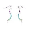 Ti2 Titanium Rainbow Duo Wave Hook Wire Earrings - 54mm Drop - J19502