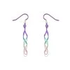 Ti2 Titanium Rainbow Double Twist Hook Wire Earrings - 54mm Drop - J19503