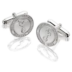 Silver Tottenham Hotspur FC Round Crest Cufflinks - J2748