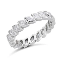 Briolette Silver Cubic Zirconia Full Eternity Ring - J77158