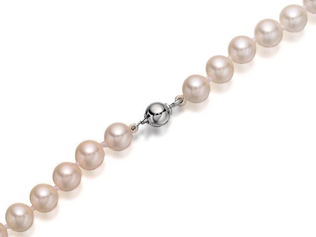 9ct White Gold Cultured Freshwater Pearl Necklace - 17.5in - J9567 - Image 2
