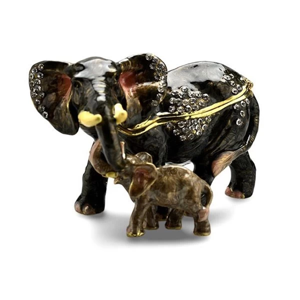 Treasured Trinkets Elephant And Calf Trinket Box - P1269