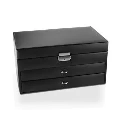 Mele & Co Black Bonded Leather Jewellery Box - P55137