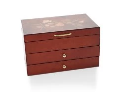 Mele & Co Walnut Rose Wooden Jewellery Box - P5530
