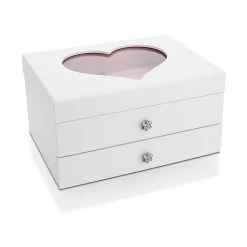 Mele & Co White Wooden Heart Jewellery Box - P56160