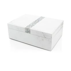 Mele & Co Large White Marble Effect Glitter Jewellery Box - P56163