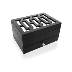Mele & Co Black Wooden Mirrored Jewellery Box - P56165