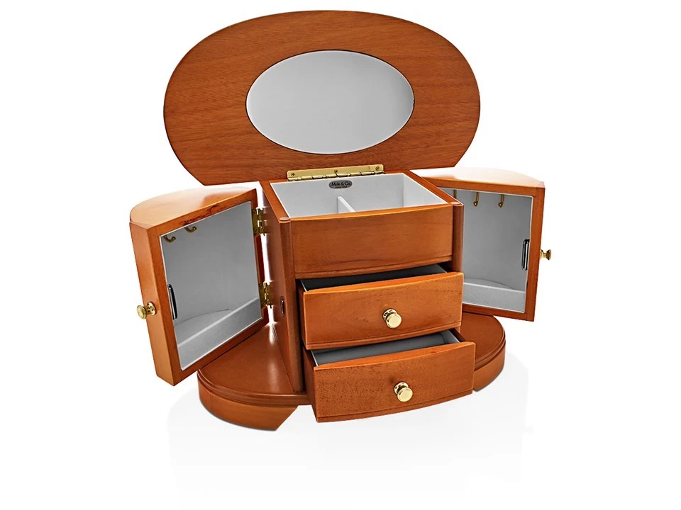 Mele & Co Oak Finish Wooden Jewellery Box - P5647 - Image 2