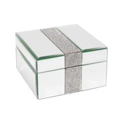 Hestia Square Mirror Trinket Box With Crystal Band - P5697