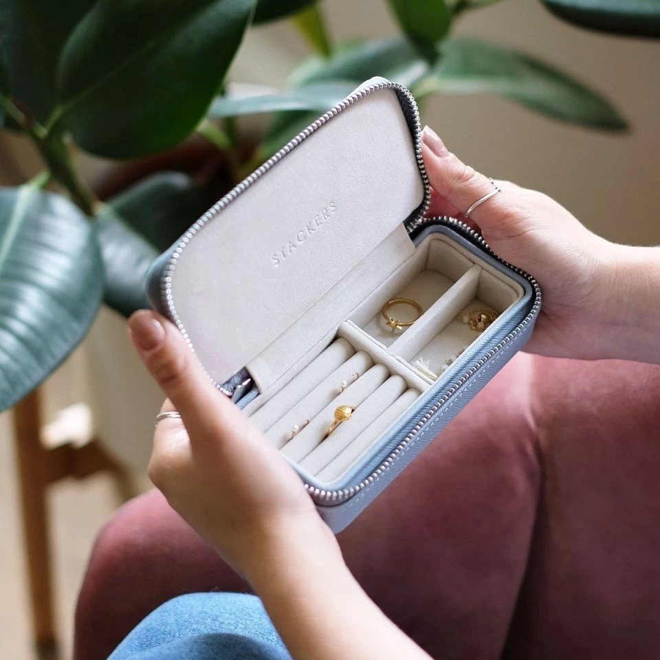 Stackers Dusky Blue Zipped Travel Jewellery Box - P5837 - Image 3