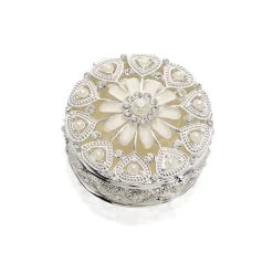 Sophia Silver Plated Crystal And Pearl Flower Trinket Box - P6012