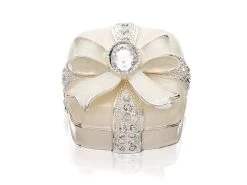 Sophia Silver Plated Crystal Bow Trinket Box - P6027