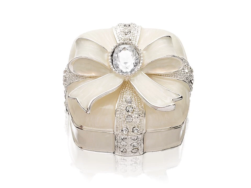 Sophia Silver Plated Crystal Bow Trinket Box - P6027