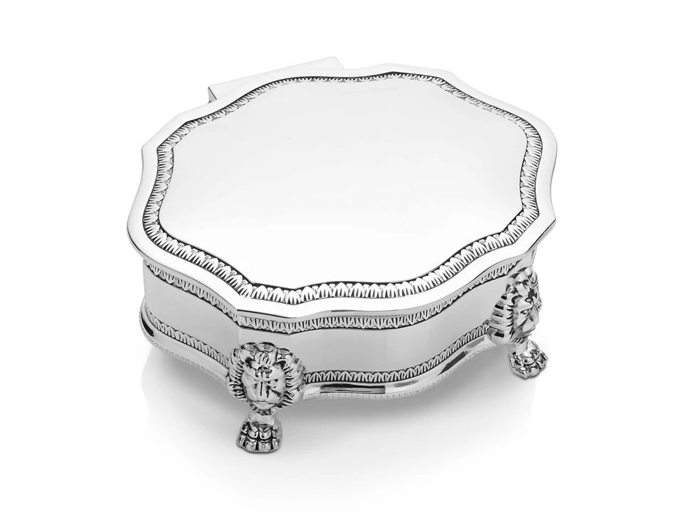 Sophia Silver Plated Velvet Lined Trinket Box - P6038