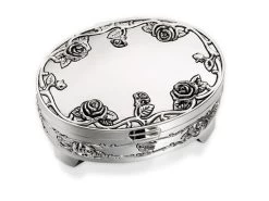 Sophia Silver Plated Rose Trinket Box - P6044