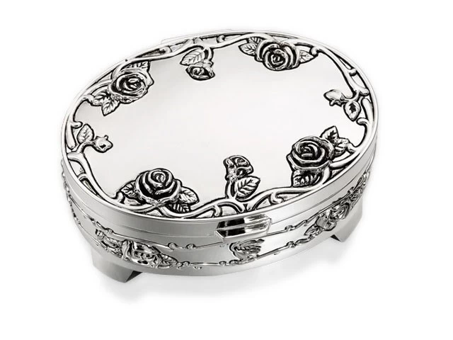 Sophia Silver Plated Rose Trinket Box - P6044