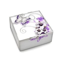 Sophia Purple Butterfly Glass Trinket Box - P6069