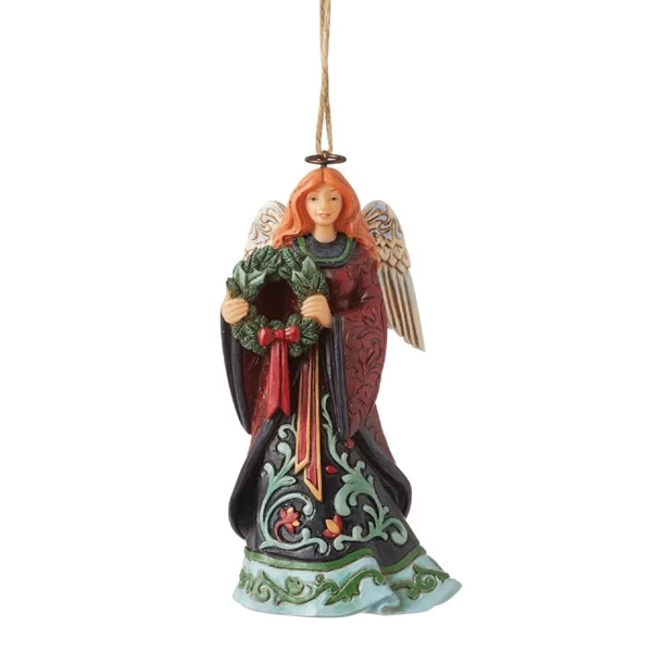 Jim Shore 6012889 Christmas Angel With Wreath Hanging Figurine - P61104