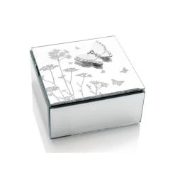 Hestia Butterfly And Flowers Glass Trinket Box - P65203