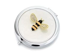 Sophia Silver Plated Bee Compact Mirror - P65204