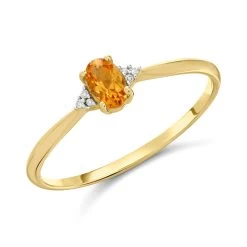 9ct Gold Citrine And Diamond Birthstone Ring - November - R0211