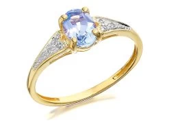 9ct Gold Two Colour Blue Topaz And Diamond Ring - EXCLUSIVE - R0422