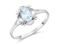 9ct White Gold Oval Blue Topaz Ring - R0968