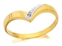 9ct Gold Two Colour Diamond Wishbone Ring - R2112