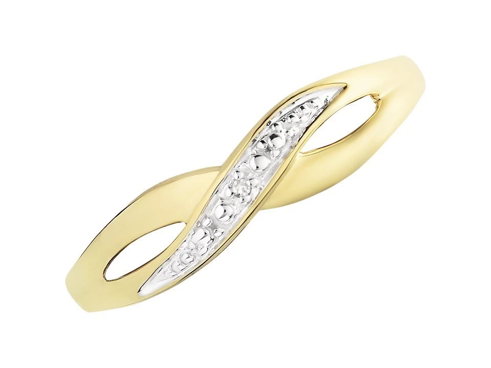 9ct Gold Two Colour Diamond Crossover Ring - EXCLUSIVE - R2129 - Image 2