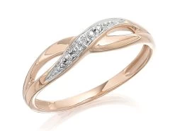 9ct Rose Gold Diamond Crossover Ring - EXCLUSIVE - R2132