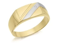 9ct Gold Two Colour Diamond Signet Ring - R3350