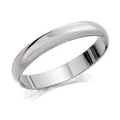 Platinum D Shaped Wedding Ring - 3mm - R4610