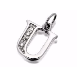 9ct White Gold Diamond Set Initial U - R5181