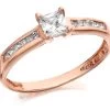 9ct Rose Gold Princess Cut Cubic Zirconia Ring - R5913