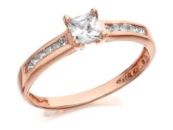 9ct Rose Gold Princess Cut Cubic Zirconia Ring - R5913