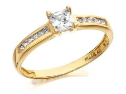 9ct Gold Princess Cut Cubic Zirconia Ring - EXCLUSIVE - R5914