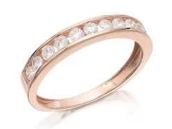 9ct Rose Gold Cubic Ziconia Half Eternity Ring - R5960