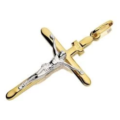 9ct Two Colour Gold Crucifix - 45mm - R6307