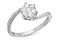 9ct White Gold Cubic Zirconia Twist Cluster Ring - R6533