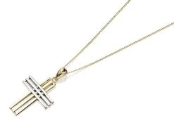 9ct Gold Two Colour Cross And Chain - R6606