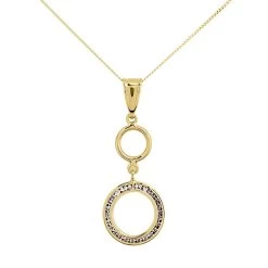 9ct Gold Cubic Zirconia Circle Drop Necklace - R69113