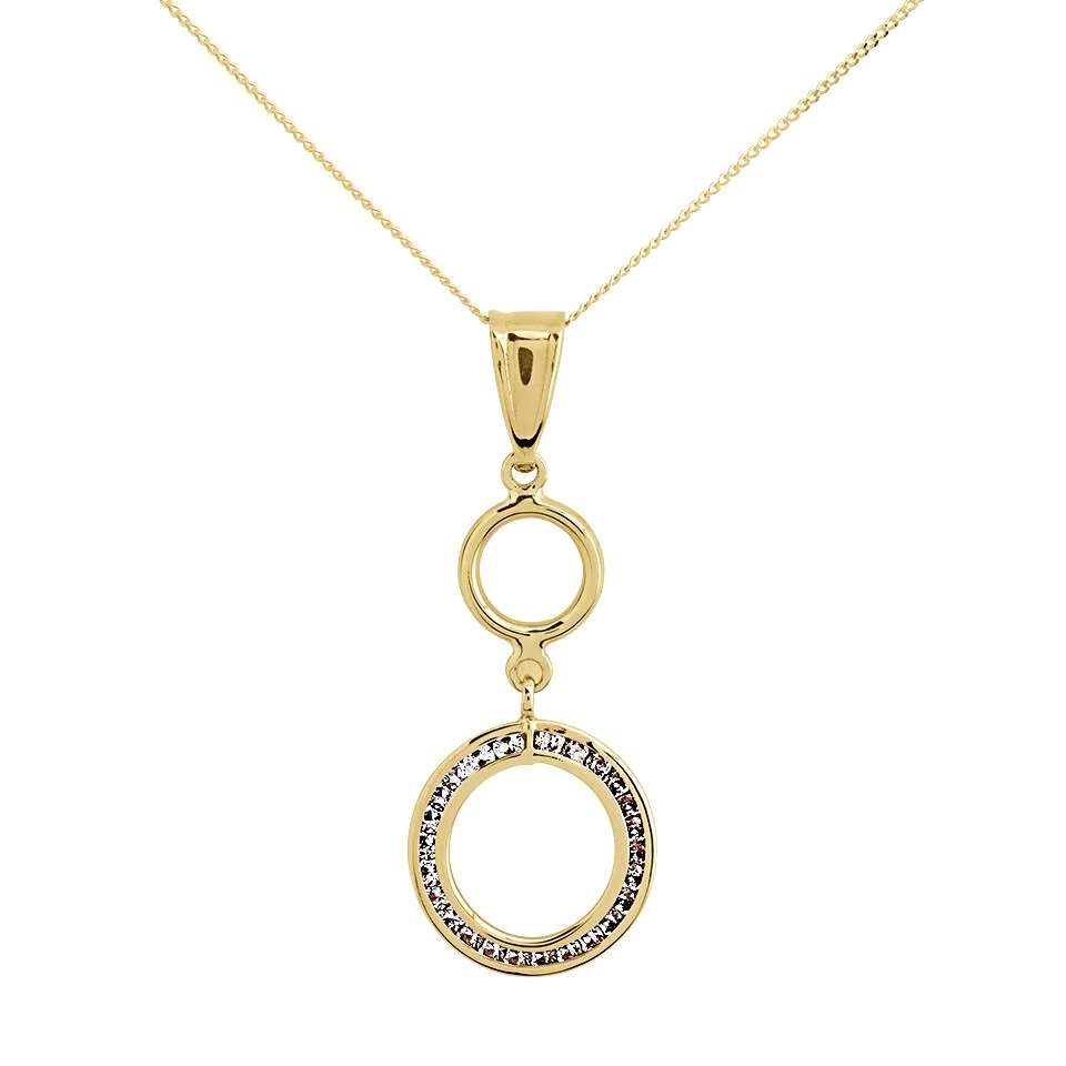 9ct Gold Cubic Zirconia Circle Drop Necklace - R69113