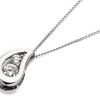 9ct White Gold Cubic Zirconia Teardrop Pendant And Chain - R6952